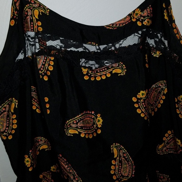 American Rag Black/Orange Paisley dress *POCKETS!* - Picture 8 of 11